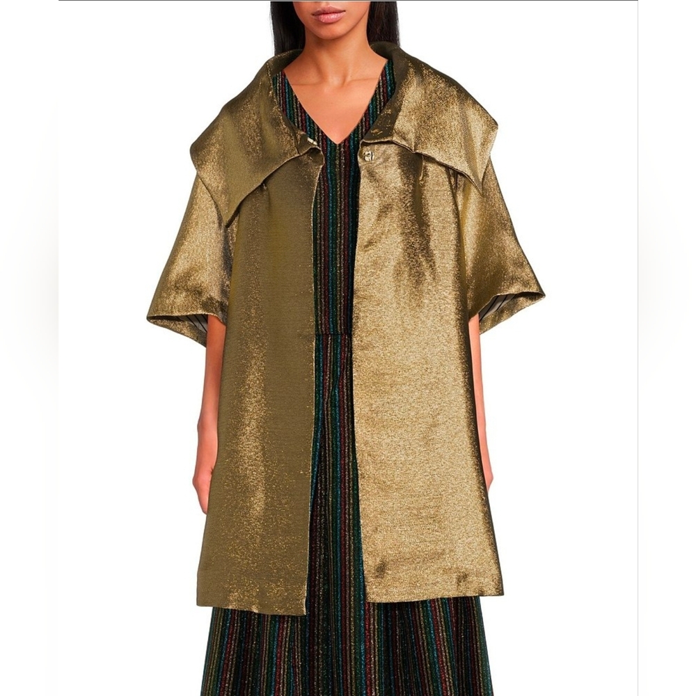 Elegant Gold Women's Swing Coat